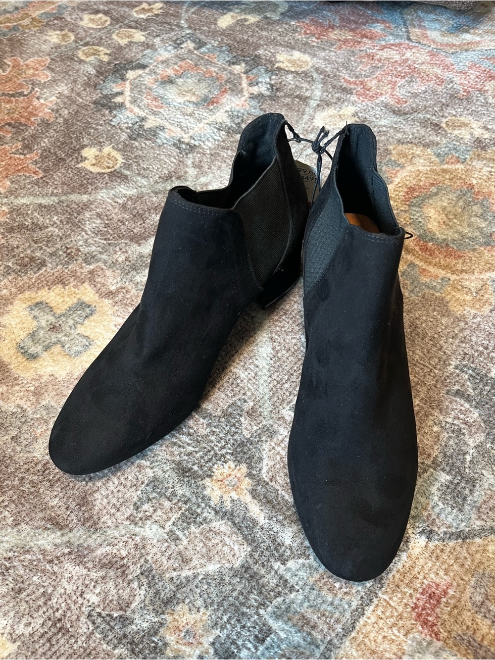 Womens Black Suede Chelsea Ankle Boots